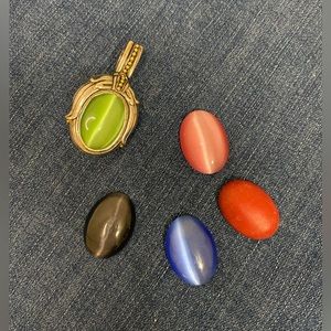 Vintage Premier Designs Silver Pendant with interchangeable stones